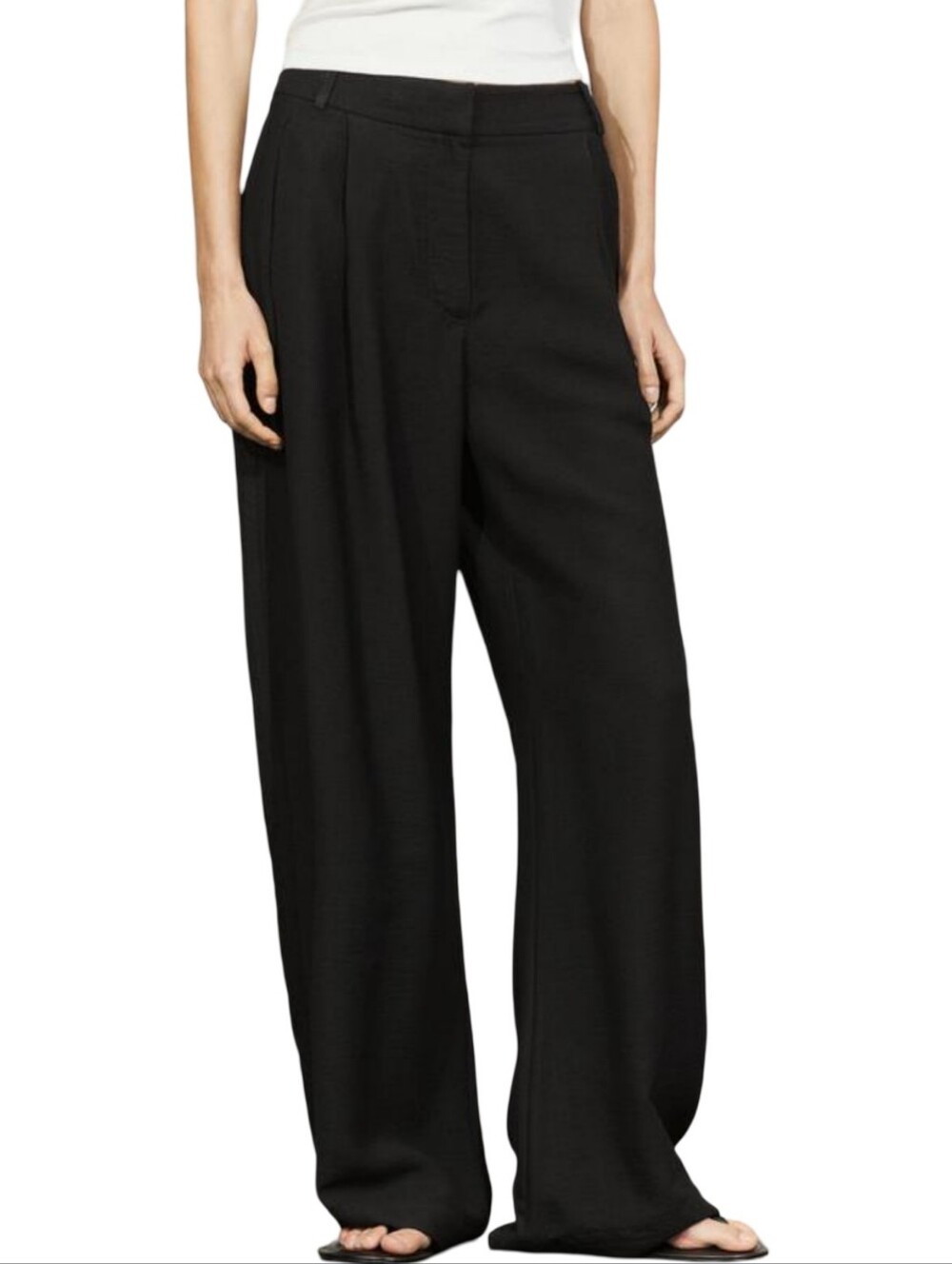 Highrise Pleated Wide Leg Black Trousers / Pants